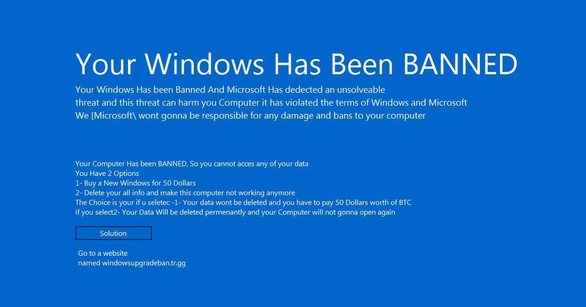 Your windows has been banned