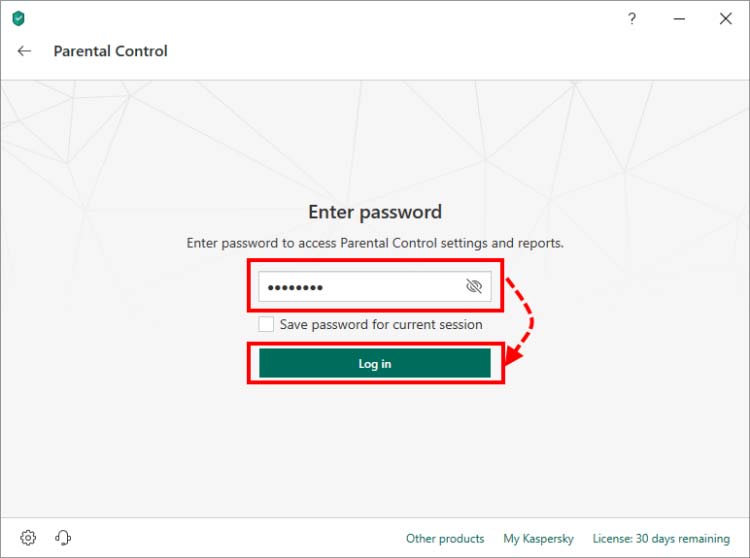 رمز عبور را وارد کنید و روی log in کلیک کنید.