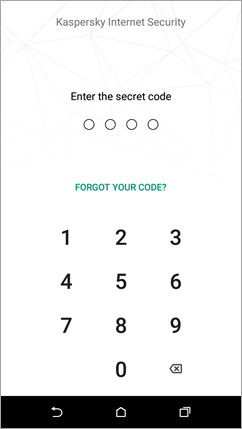 رمز عبور کسپرسکی اینترنت سکیوریتی برای اندروید