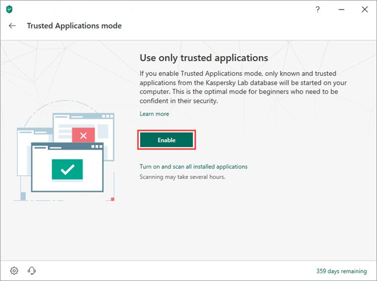 kaspersky total security click enable