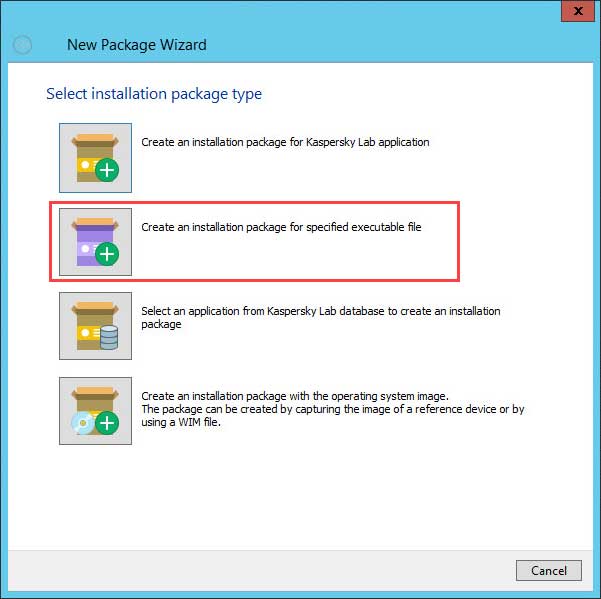 گزینه Create installation package for specified executable file را انتخاب کنید.