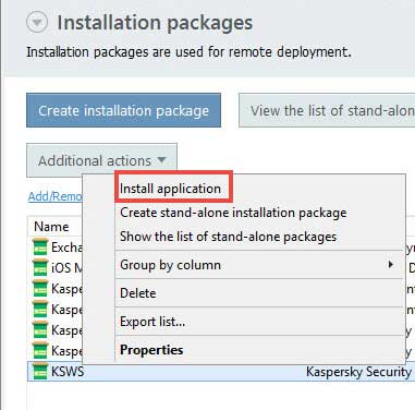 در منوی installation package کلیک راست کنید و روی Install application کلیک کنید.