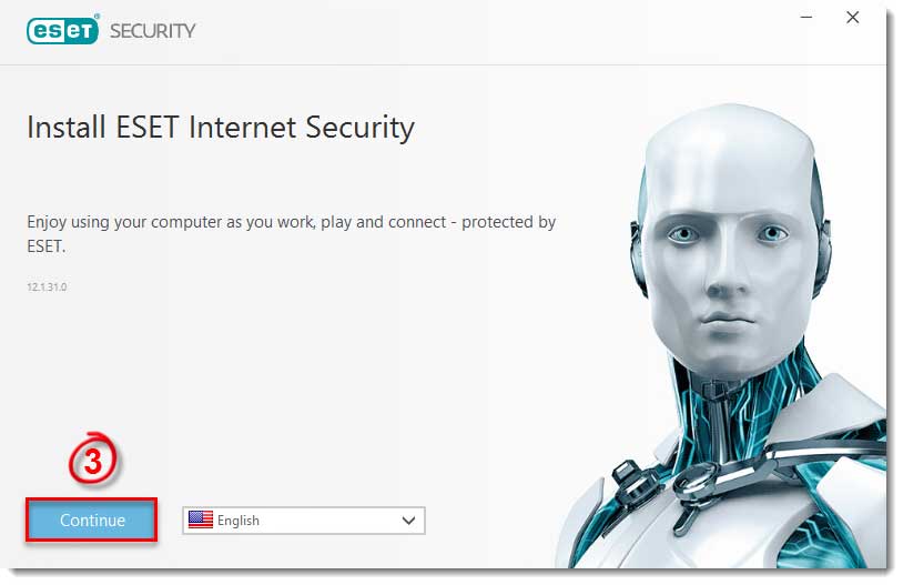 در پنجره Install ESET Internet Security روی Continue کلیک کنید.