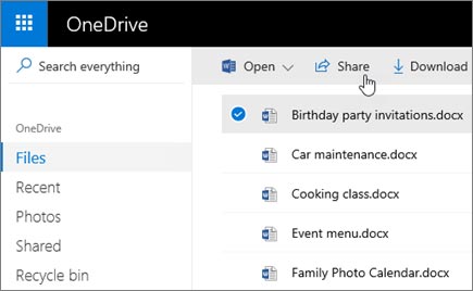  اشتراک گذاری فایل ها در OneDrive