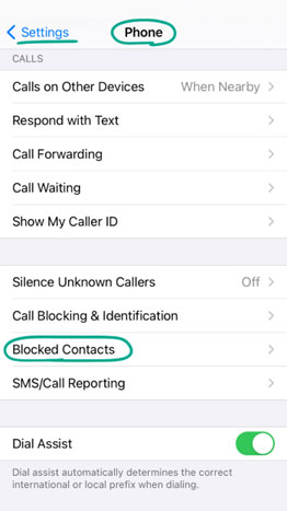 گزینه Blocked-Contacts را انتخاب کنید
