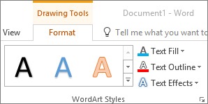 سبک های شکل در WordArt
