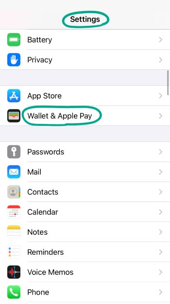روی Wallet & Apple Pay کلیک کنید.