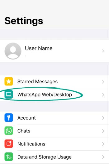 به بخش WhatsApp Web/Desktop بروید.