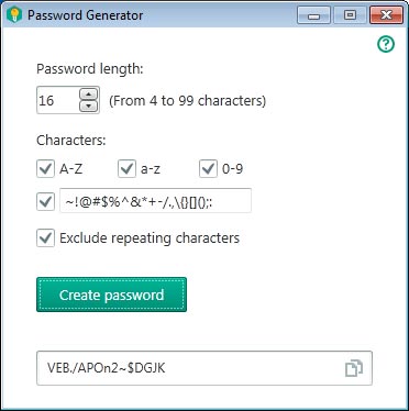 ایجاد رمز عبور کسپرسکی پسورد منیجر