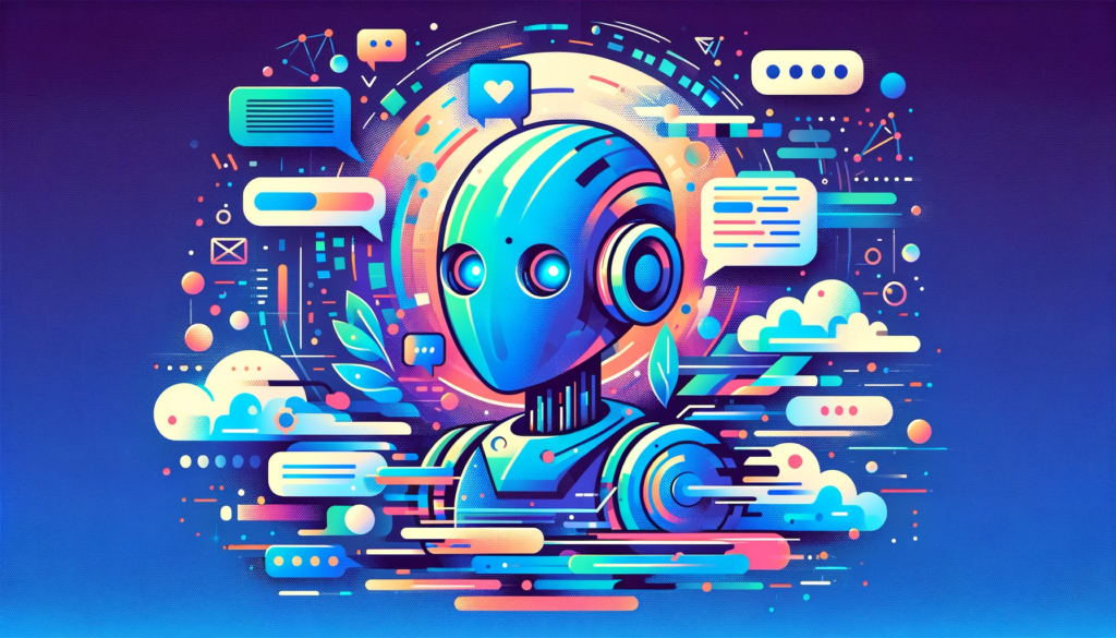 A 16 9 illustration in a simplified Glitch Editorial style for an article about an AI chat bot